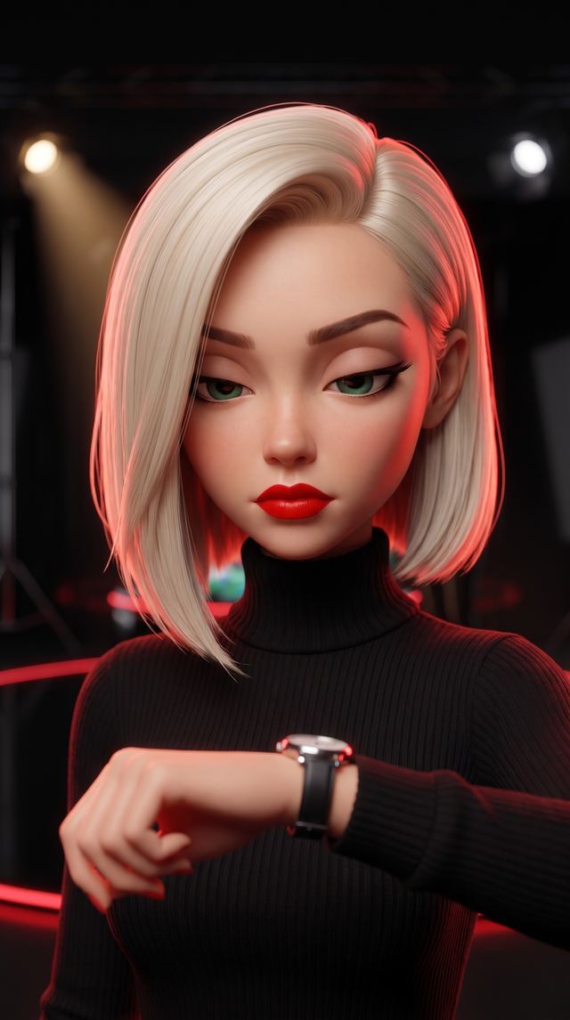 Olga looking at her watch